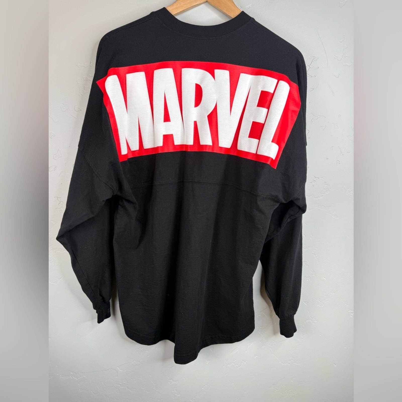 Disney Marvel X Spirit Jersey Super Hero Icon Long Sleeve Black Small Unisex